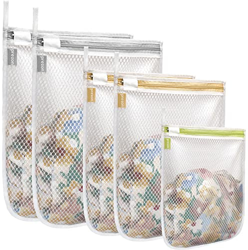 Prezon Mesh Laundry Bags, Washing Machine Wash Bags, Reusable and Durable Mesh Wash Bags for Delicates Blouse, Hosiery, Underwear, Bra, Lingerie Baby Clothes - 5 Set(2L+2M+S)