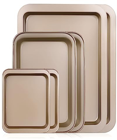 6PACK Oven Trays Non Stick Set, Baking Tin Baking Tray- Carbon Steel (PFOA Free) Cooking Roasting Tins for Ovens - Dishwasher Safe