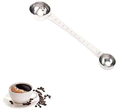 Stainless Steel Coffee Measuring Scoop Spoons with Long Handle, 1 Tablespoon and 1 Teaspoon Double Headed Spoon with Mark for Coffee Powder, Tea Sugar, Espresso Making