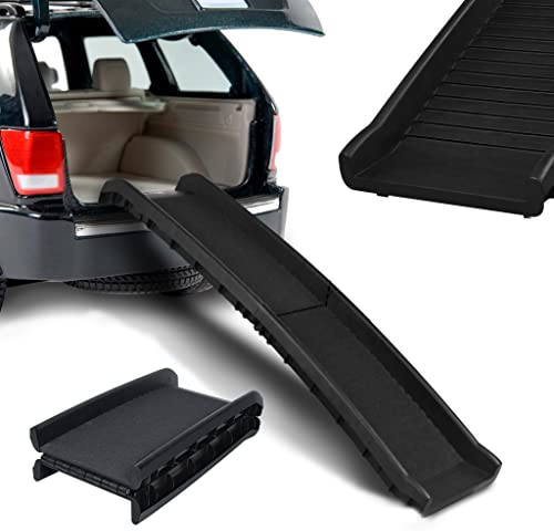 NAIZY Hunderampe 156cm Klappbare Hundetreppe Ramp mit Anti-Rutsch Matten Haustierrampe Kunststoff Kofferraumrampe Einstiegshilfe für Hund/Katz/Haustier bis 90 kg, Schwarz