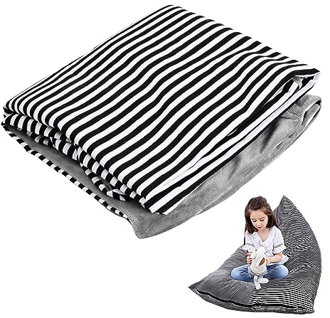 200L Sitzsack Abdeckung für Kinder Erwachsene, Stofftier Aufbewahrung Sitzsack Stuhlbezug mit Reißverschluss, 127x76,2x88,9cm, Großer Faltbar Kuscheltier Sitzsack Sofa Sitz ohne Füllung, nur Bezug (A)