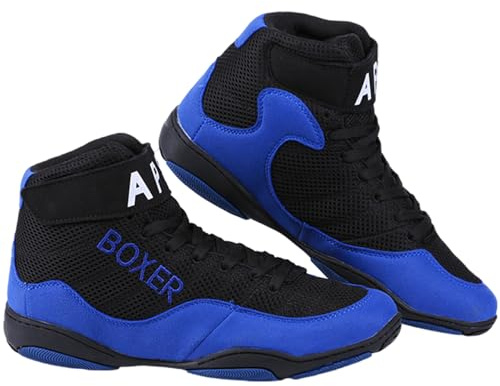 Zeihyeurus Zapatos De Lucha Juvenil,Zapatos De Boxeo Unisex NiñOs,Antideslizantes Zapatillas De Lucha Libre,Liviablesy Transpirables,Superior De Malla,para Entrenamiento De Lucha Boxeo Ejercicio