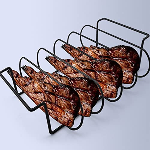 Wnvivi BBQ Rib Rack,Iron Roasting Stand for Grilling,BBQ Stand,Holds Up to 4 Ribs for Outdoor BBQ Accessories