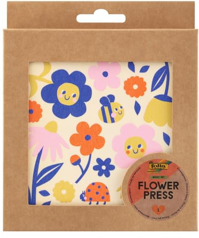 folia 23009 – Blompress Flower PRESS av trä, för barn och vuxna, 14,5 x 14,5 cm stor, för pressning och torkning av växter, gräs eller blommor