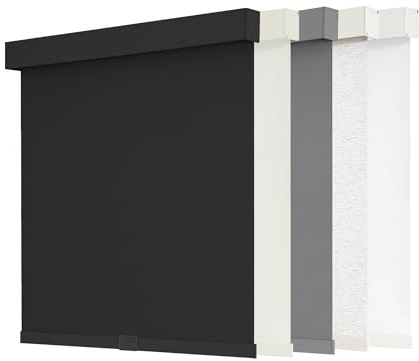 AOSKY Blackout Roller Shades Cordless Blinds for Windows, Free-Stop Shades with Valance, Thermal Insulated Fabric, UV Protection, Natural Woven Blinds for Home and Office (22 W x 72 H, Black)
