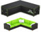 Uirway V-förmige Gartenmöbel-Abdeckung, 255 x 255 x 87 cm, wasserdicht und winddicht, Gartenmöbel, Outdoor-Ecksofa-Schutz mit reflektierenden Streifen, Gartenmöbel-Sofa-Schutz, rechteckige Abdeckung