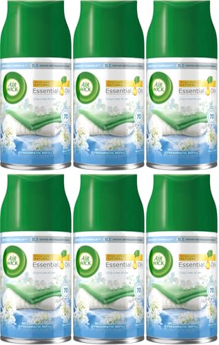 Air Wick Automatic Air Freshener Freshmatic Spray Refills, Crisp Linen & Lilac, Pack 6 x 250ml