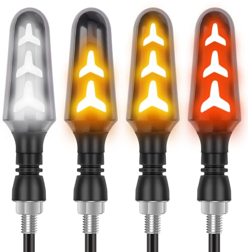 Kinstecks 4PCS Motorcycle Indicators Flowing Turn Signal Lights Motorbike Turning Indicators Daytime Running Lights Taillights Brake Lights 12V for Motorcycle Motorbike