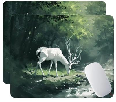 2 Pack Mauspad, Mousepad Weißer Hirsch, Mousepads mit Vernähte Kanten, 180x230 mm Mouse Pad mit Anti-Rutsch-Gummiboden,wasserdichte Verschleißfest Strapazierfähig Mauspads, Gaming Mousepad S-29