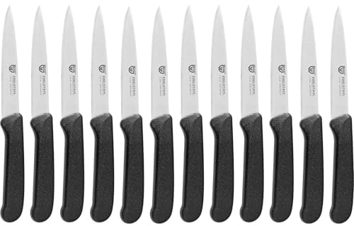 GRÄWE Gemüsemesser, 12er Set, kleines Küchenmesser-Set, Obstmesser, Schälmesser, Edelstahl, schwarz, super scharf geschliffen