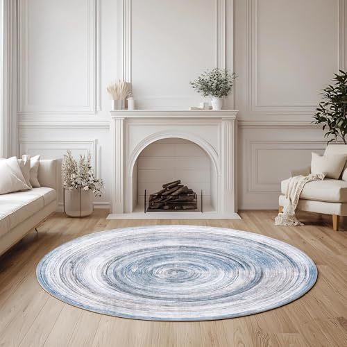 WTHYGB KUZRZNH Rund Teppich, Waschbarer Runder Teppich, rutschfest,90cm | Weicher Kunstwolle AbstraktTeppich für Wohnzimmer, Schlafzimmer, Küche, Kinderzimmer, Esszimmer und Büro #Y1036