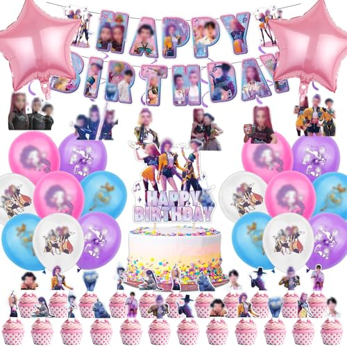 50 PCS Decoration Anniversaire Huntrs Enfants, Ballons Deco (A)