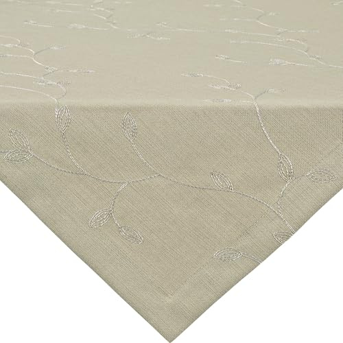 Erwin Müller Mitteldecke Girona mit Ranken beige Größe 80x80 cm - in robuster Leinen-Optik, pflegeleicht, langlebig und strapazierfähig