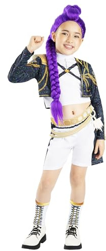 Rubies DISFRAZ KPOP RUMI GOLD DELUXE niña, niñas, k-pop, rumi, netflix, Top de lentejuelas, shorts con cinturón extraíble y perneras, Licencia oficial Netflix, huntrix, carnaval, cosplay. TALLA L