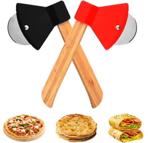 2 Piezas Cortapizzas, Pizza Cutter con Acero Inoxidable, Cortador de Pizza, Corta Pizza Profesional, Fácil De Limpiar, para Pizza Pastel y Pan
