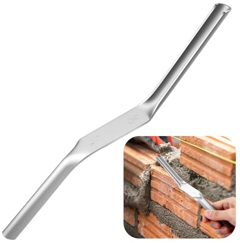 Otoolling 1pcs Tuck Pointing Tools Stainless Steel Masonry Jointer Double Ended Concrete Brick and Block Straightener Tool Wall for Cement Pointing Trowel Tuck Tools (1/2 x5/8)