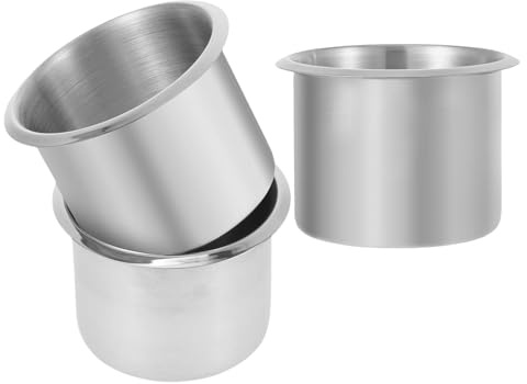Ipetboom Portavasos para Barco de Acero Inoxidable Empotrado Diseño de Caída Antideslizante Tamaño 8 X 56 CM 3 Unidades Resistente Corrosión Adecuado para Yates y Reutilizable