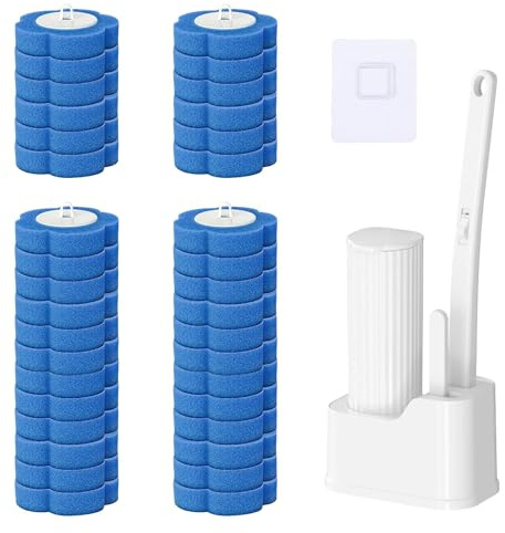 37Pcs Disposable Toilet Brush Set, 36 Refills & Wall Holder