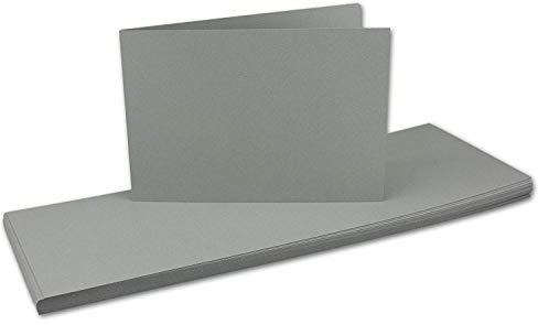 25x Falt-Karten DIN A6 Langdoppel-Karten - Graphit - Dunkelgrau -10,5 x 14,8 cm - blanko quer-doppelte Faltkarten - FarbenFroh by Gustav Neuser®