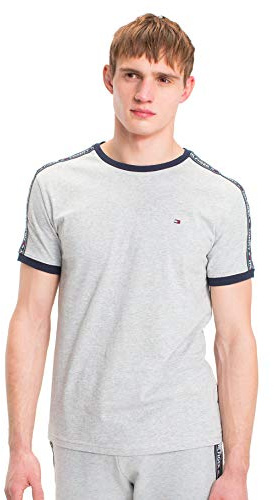 Tommy Hilfiger Camiseta de Manga Corta para Hombre Cuello Redondo, Gris (Grey Heather), L