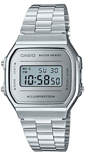 Casio Unisex Adult Quartz Watch, digital Display and Stainless Steel Strap A168WEM-7EF