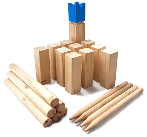 Ocean 5 Kubb - Original Wikinger Wurfspiel für Draußen - Holz Schach Kegel Spiel aus Skandinavien - Das Geschicklichkeitsspiel
