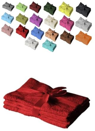 Exklusiv Heimtextil Juego de 4 toallas de invitados, 30 x 50 cm, rojo