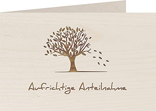 myZirbe Holzkarte - Aufrichtige Anteilnahme - Trauerkarte bei Beerdigung Trauer Abschied - Kondolenzkarte, Postkarte, Grußkarte, Klappkarte, Karte, Einladung, Holzart:Ahorn