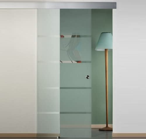 PORTA SCORREVOLE ESTERNA IN VETRO SATINATO CON RIGHE 90X210 (SINISTRA)