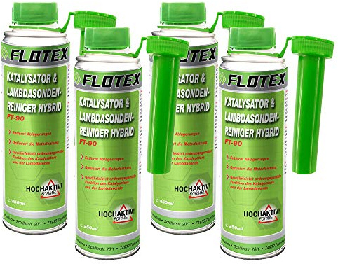 Flotex Katalysator & Lambdasondenreiniger Hybrid, 4 x 250ml Additiv beseitigt Verschmutzungen in Katalysator und Lambdasonde