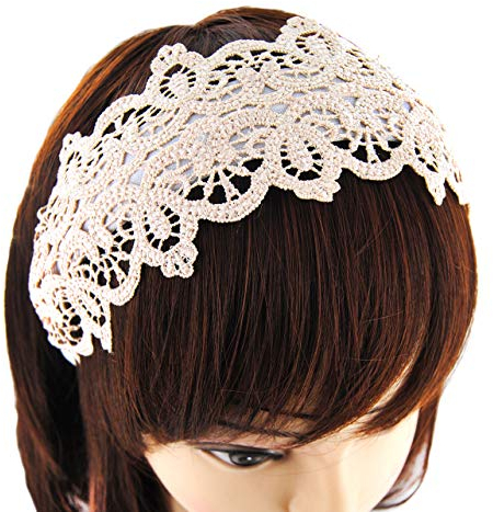 axy Haarreif Braut Haarschmuck Brautschmuck Brautjungfer Hochzeit Fotoshooting Haarband Hairband Stirnband Haarreifen HR15W (Elfenbeinweiss - Stil B)