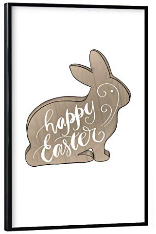 artboxONE Poster mit schwarzem Rahmen 75x50 cm Natur Happy Easter | Rabbit Illustration - Bild Happy Easter