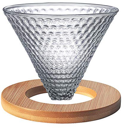 Fenteer Kaffeefilter aus Glas zur Wiederverwendung Filteraufsatz Extremer Sicherer Stand Leichte Reinigung für Kaffeekanne als Geschenke, Kaffeefilter mit Untersatz