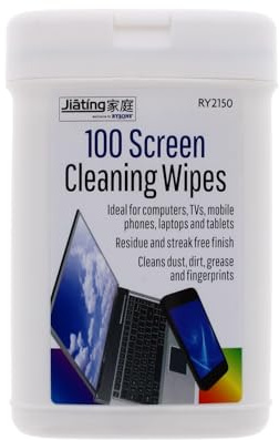 Jiating Lot de 100 lingettes nettoyantes pour écran de TV, PC, ordinateur portable, nettoyage de la poussière, de la saleté et des empreintes digitales, smartphones, téléphones portables, tablettes,