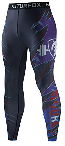 Blingko Collant De Running Homme Sport Noir Longue Legging Fitness Pantalon de Compression Séchage Rapide Baselayer Tight Respirant Base Layer pour Entraînement Jogging Cyclisme Course