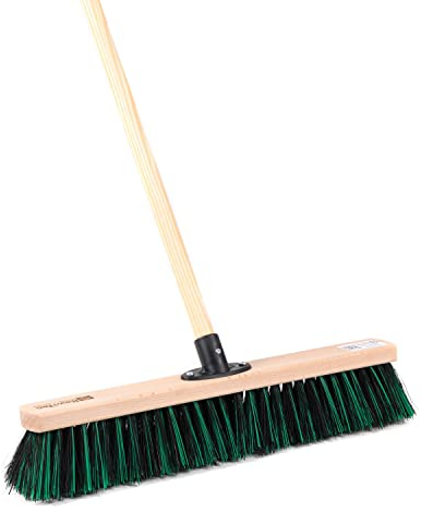 BawiTec Allzweckbesen BawiMix Arenga-Elaston-Borsten-Mix mit Kunststoff-Stielhalter (Größe 60/160cm) Breite x Länge mit stabilem Holzstiel Gartenbesen Besen Straßenbesen Universalbesen Outdoorbesen