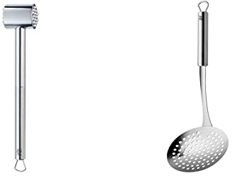 WMF Profi Plus Fleischhammer 25 cm Cromargan Edelstahl, Schaumlöffel 30 cm Cromargan Edelstahl, spülmaschinengeeignet