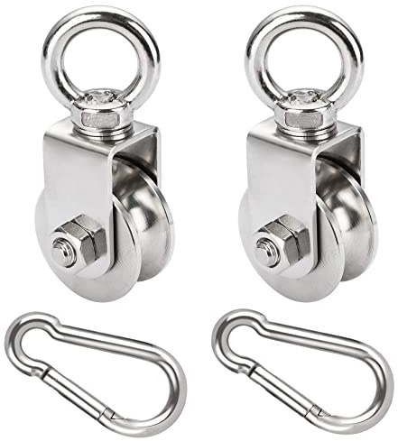 GothicBride 2-pack 48 mm remskiva med kullager, 500 kg bärande remskiva stålvajer, rostfritt stål avböjningshjul för linställningar fitness (2 st-48 mm)