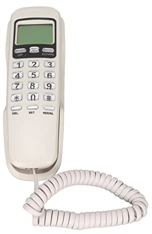 Elprico Téléphone Filaire, Téléphone Filaire avec Prise en de L'affichage LCD Fonction REDLAL Téléphone Fixe Filaire pour Bureau à Domicile(Blanc)