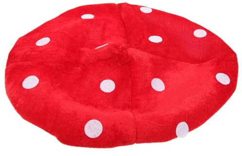 SAFIGLE Roter Pilzhut für Kinder, lustiger Hut in Pilzform für Kostüm, Party, Foto und Rollenspiele, leichtes und weiches Zubehör, 14,93 x 14,93 x 1,97 Zoll