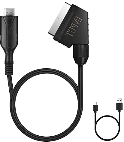 AXFEE Scart Zu HDMI Konverter - All-in-One Mit SCART-Eingangskabel & HDMI-Ausgangsanschluss, HD 1080P Video Audio Adapter Für HDTV STB VHS Xbox PS3 Sky DVD Blu-Ray