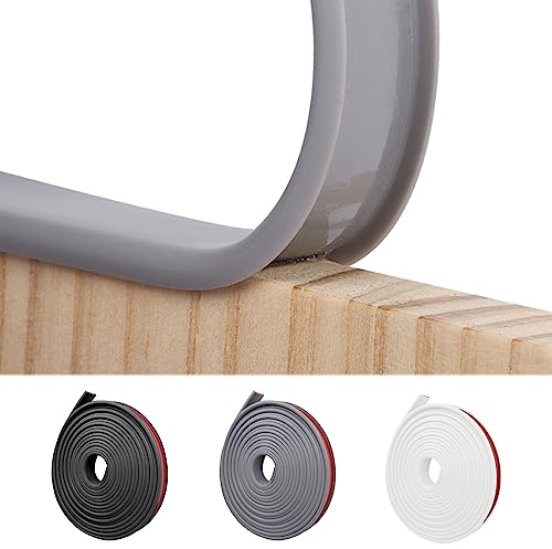 NiCoLa U-Shape Flexible Furniture Edge Banding, 5m×16mm Grey TPE Self Adhesive Veneer Edging Strip Edge, DIY Furniture Edge Trim for Table Cabinets Chairs Shelves Restoration (Grey, 18mm)