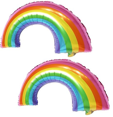 Rainbow Balloons Pastel Rainbow Foil Balloons 32 Giant Birthday Balloon for rainbow Theme Birthday Party Baby Shower Decor 2PCS