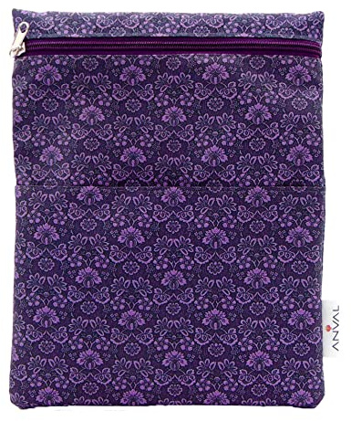 ANVAL Funda para libro, Impermeable, con cremallera, bolsillo exterior - Protección para libros, Adaptable a cualquier grosor, Funda libro papel - Forro libro tela estampada (167)