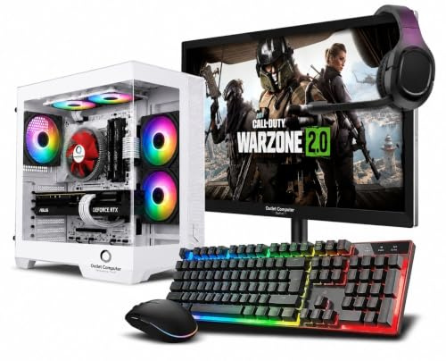 Outlet Computer Outsider Ordinateur de Bureau Fixe PC Gaming GT1030 - Moniteur - Clavier - Souris - Casque - Windows 11 Pro - WiFi USB - HDMI (Monitor 27, CPU: I7 - RAM 32GB -SSD 480 GB)
