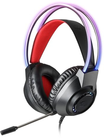 Redragon H231 Verkabelte Gaming Kopfhörer, Stereo Surround Sound, 40mm Treiber, Leder Schaumstoff Ohrpolster, Geräuschunterdrückung Mikrofon, Multi-Platforms funktioniert mit PC/PS4/5/NS/Xbox-one