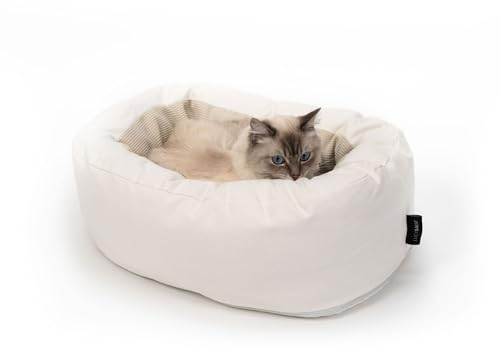 LucyBalu DINGHY Waschbares Katzenbett für kleine & große Katzen | Schlafplatz | Katzenkissen | Flauschige Höhle | Weiß