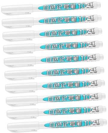 STOBOK 10st Weißer Markierungsstift Glasmarker Löschbar Weißer Permanentmarker Stift Für Fotoalben Zeichenstifte Unterrichtszubehör Weiße Markierungsstifte Malen Haushalt Werkzeug Plastik