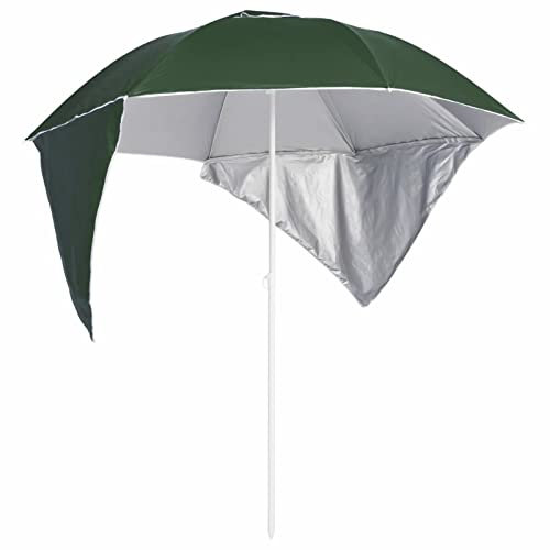 Vopese Sombrilla de Playa con Paredes Laterales Verde 215 cm Toldo de Ventana Toldo Manual de Retráctil para Exterior Toldo de Balcón Ángulo Ajustable Impermeable Tela