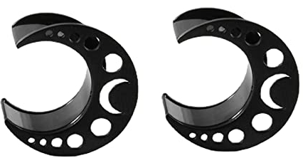 Bcughia Ohr Tunnel 12mm Edelstahl Flesh Ohr Tunnel Schwarz Hohl Mond Tunnel Ohrring Set, 2 Stück